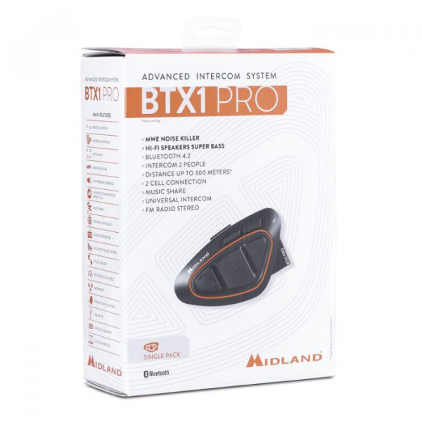 Interfono Moto Bluetooth Midland BTX1 PRO S NR SINGOLO Hi-Fi speaker
