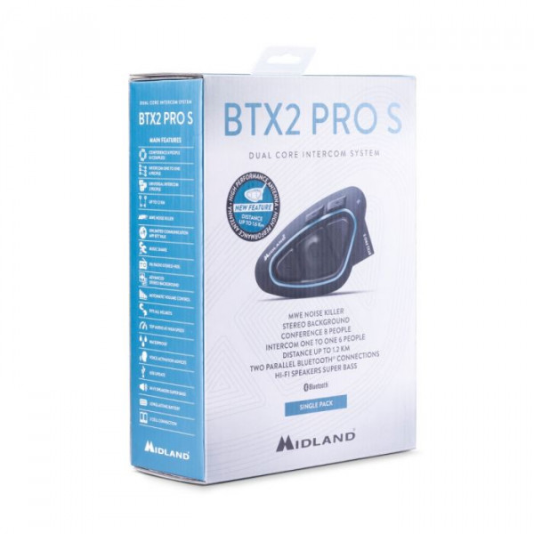 Interfono Bluetooth Midland BTX2 PRO S LR singolo con hi fi speaker