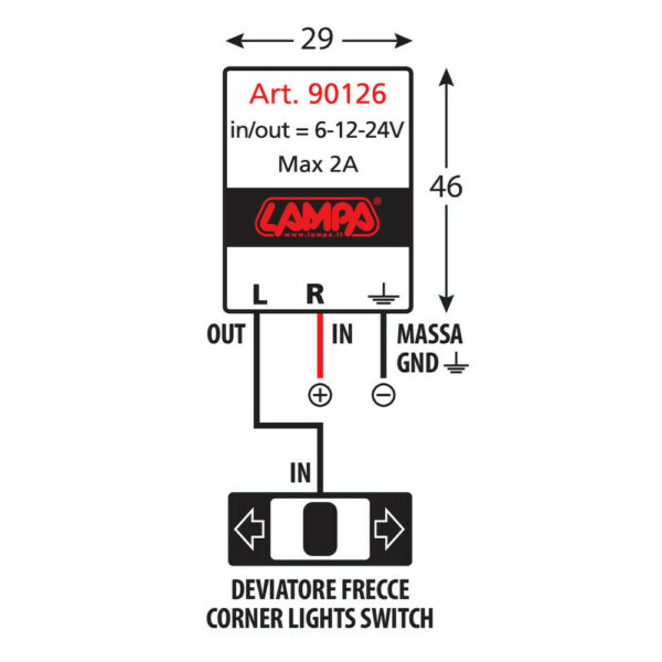 Lampa Art 90126 Flasher, intermittenza elettronica - 6/12/24V - 2A