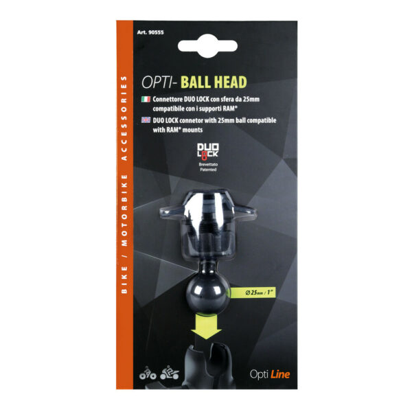 Optiline Art 90555, Titan Ball Head, Connettore DuoLock con sfera da 25 mm / 1”