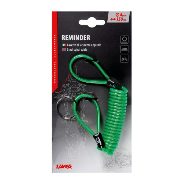 Reminder, cavetto di sicurezza a spirale - Verde