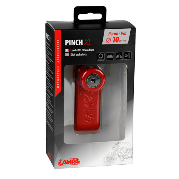 Lampa Art 91566, Pinch XL, lucchetto bloccadisco - Perno Ø 10 mm - Rosso