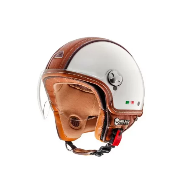 Helmo Milano Demi Jet, casco moto PelleDura, bianco