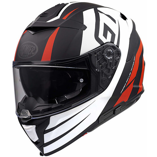 Casco Moto Integrale In Fibra Premier DEVIL GT92 BM Nero Bianco Rosso Opaco
