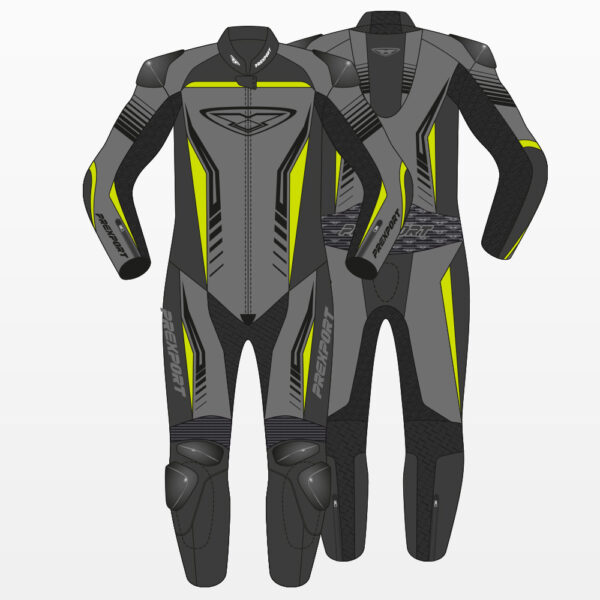 Tuta Intera Sepang Prexport racing in pelle black/gun/yellow fluo