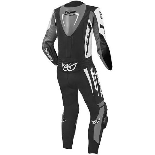 Tuta Moto BERIK In Pelle  GP 2.0, Intera, Bianco Grigio Nero, Ls1-181327-BK