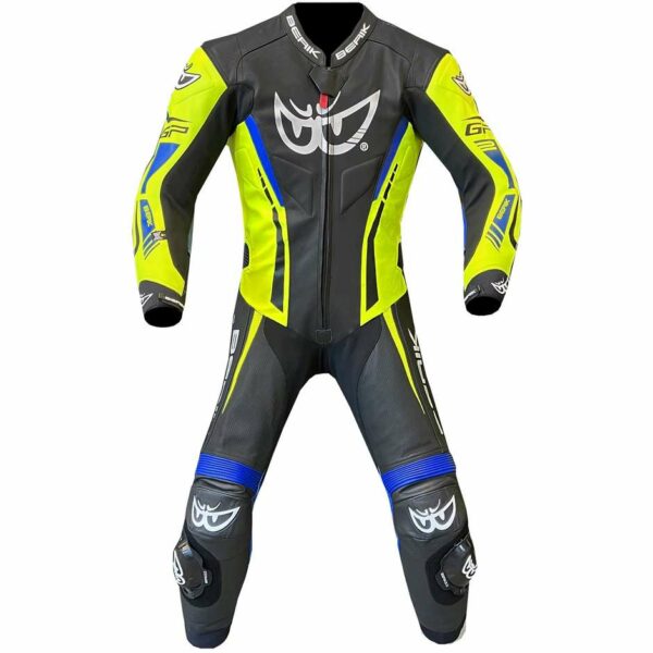 TUTA MOTO BERIK INTERA PELLE MONZA 2, 2.0 LS1-181327-BK NERO-BLU-GIALLO FLUO