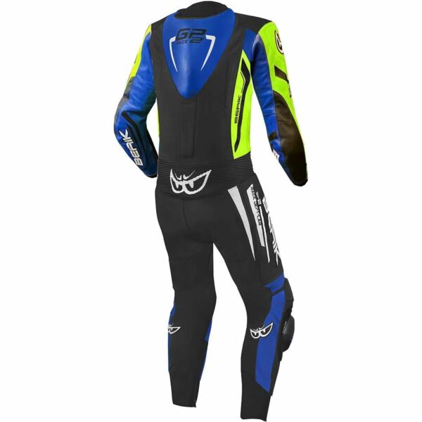 TUTA MOTO BERIK INTERA PELLE MONZA 2, 2.0 LS1-181327-BK NERO-BLU-GIALLO FLUO