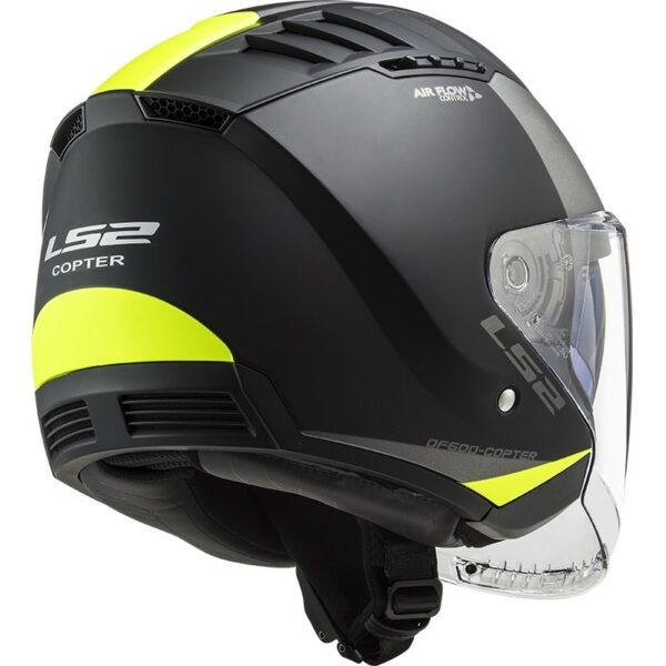 Casco Moto Jet Doppia Visiera LS2 OF600 Copter URBANE Nero Giallo
