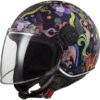 Casco Moto Jet LS2 OF558 SPHERE LUX Bloom Nero Rosa + Visiera Scura
