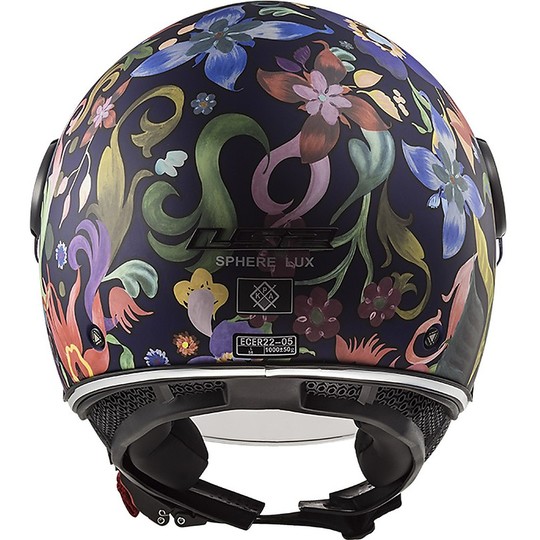 Casco Moto Jet LS2 OF558 SPHERE LUX Bloom Nero Rosa + Visiera Scura