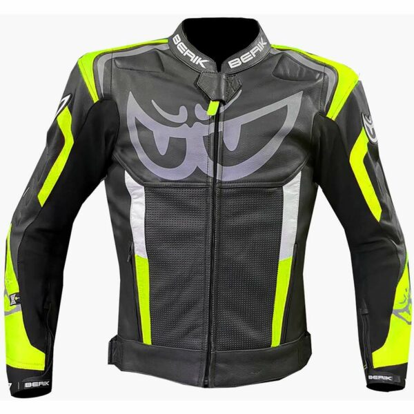 GIUBBOTTO MOTO BERIK IN PELLE NERO GIALLO (LJ 171320)