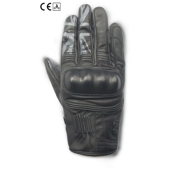 Guanti Moto In Pelle Certificati Oj Atmosfere G196 UK Nero
