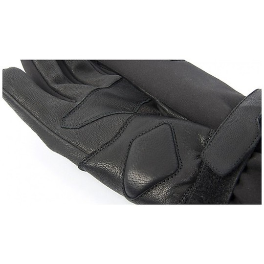 Guanti Moto In Pelle e Tessuto Impermeabili Certificati Oj Atmosfere G202 PLAIN Nero