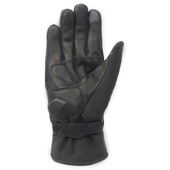 Guanti Moto In Pelle e Tessuto Impermeabili Certificati Oj Atmosfere G202 PLAIN Nero