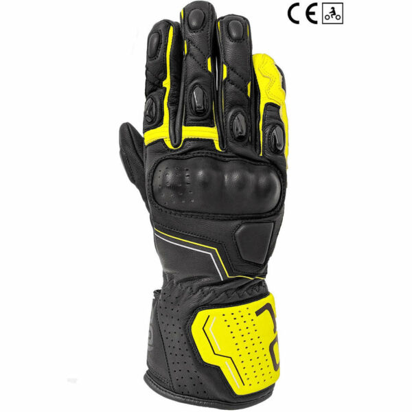 Guanti Moto In Pelle Oj G206 Atmosfere SLEEK BLACK/YELLOW FLUO