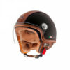 CASCO JET MOTO HELMO MILANO PELLEDURA RUBBER BLACK PELLE BROWN