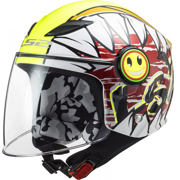 CASCO LS2 JET BAMBINO OF 602 FUNNY CRUNCH BIANCO GIALLO