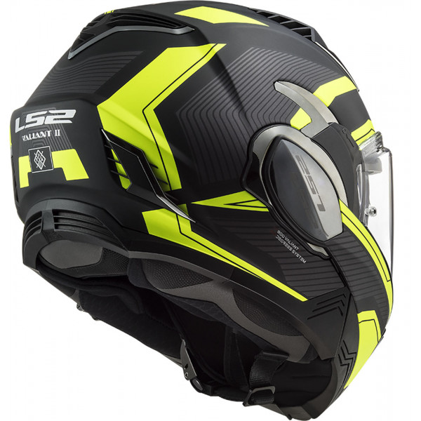 Casco LS2 FF900 VALIANT II REVO con mentoniera ribaltabile Nero opaco Giallo fluo