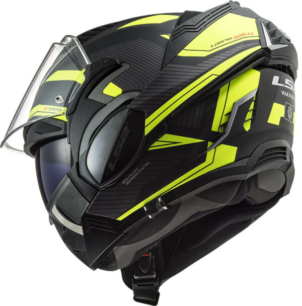 Casco LS2 FF900 VALIANT II REVO con mentoniera ribaltabile Nero opaco Giallo fluo