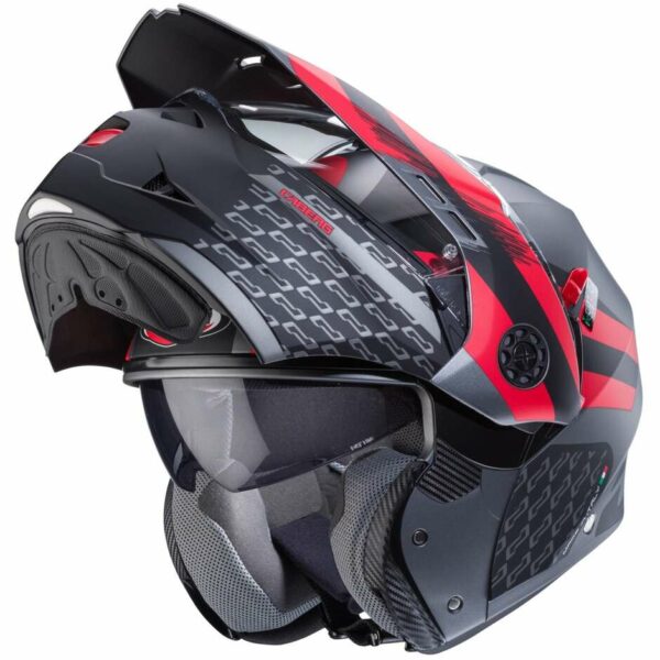Casco Moto Modulare Omologato P/J Caberg TOURMAX X SARABE Grigio Opaco Nero Rosso