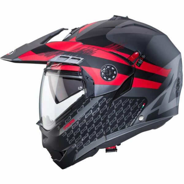 Casco Moto Modulare Omologato P/J Caberg TOURMAX X SARABE Grigio Opaco Nero Rosso