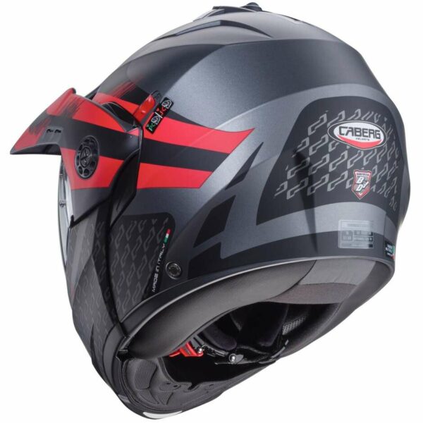 Casco Moto Modulare Omologato P/J Caberg TOURMAX X SARABE Grigio Opaco Nero Rosso