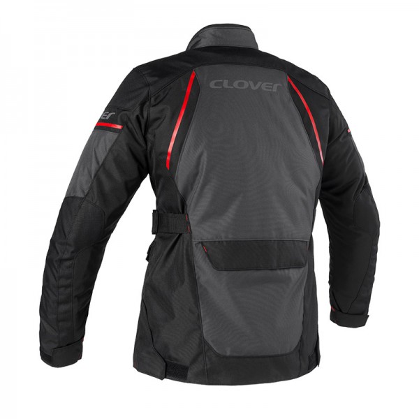 GIACCA MOTO CLOVER UOMO STORM-4 WP GRIGIO SCURO-ROSSO-NERO