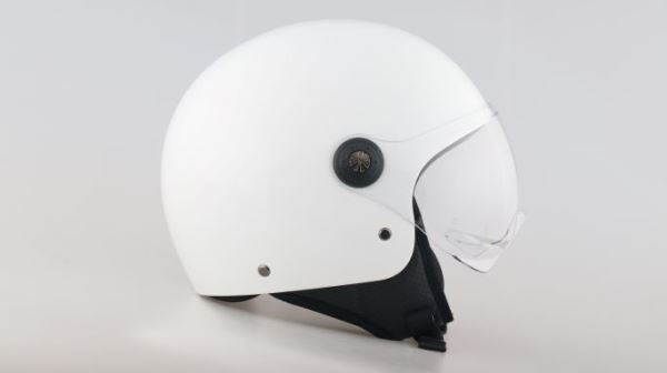 CASCO DEMI JET VISIERA SOGOMATA MONOCOLORE BIANCO LUCIDO 22/06
