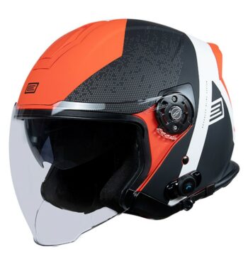 CASCO MOTO ORIGINE PALIO 2.0 + BLUETOTH HYPER BLACK FLUO RED MATT