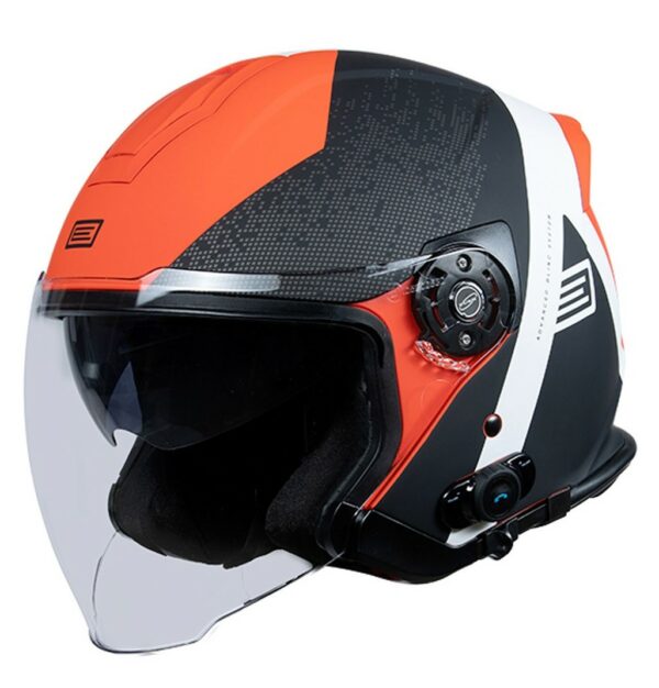 CASCO MOTO ORIGINE PALIO 2.0 + BLUETOTH HYPER BLACK FLUO RED MATT