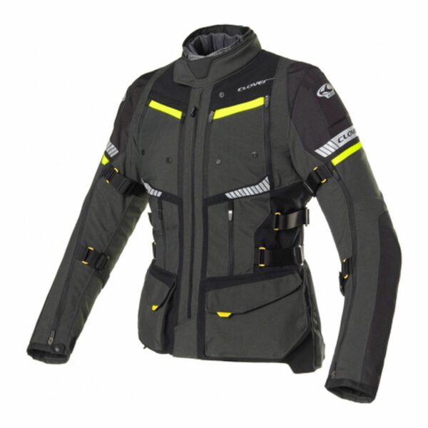 Giacca Moto Clover Gts-4 Wp 3 Strati Predisposta Airbag Grigio Giallo