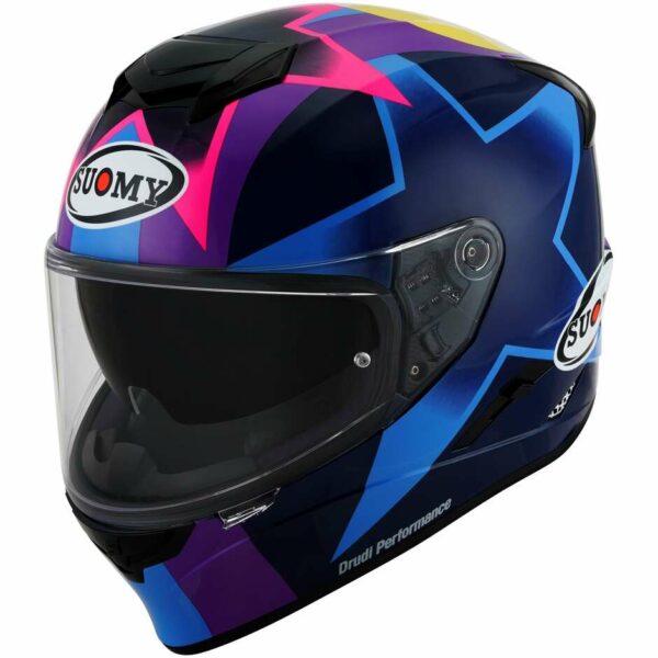 CASCO MOTO INTEGRALE SUOMY STELLAR BASTIANINI REPLICA BLU VIOLA OPACO