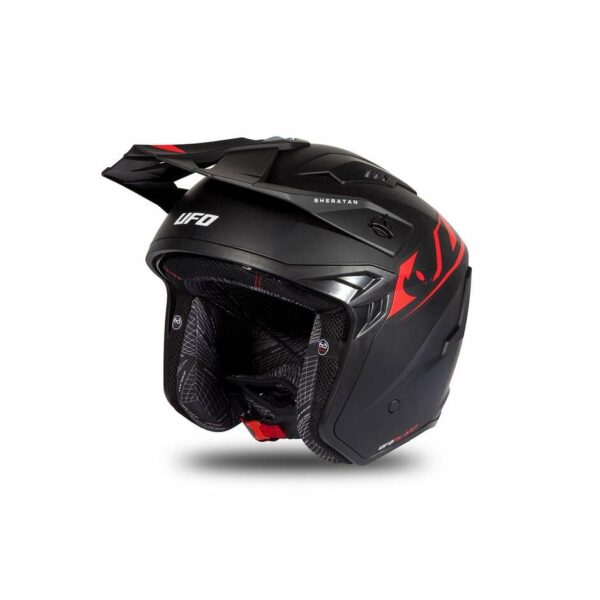 Casco Moto Jet Ufo SHERATAN Nero Rosso Opaco