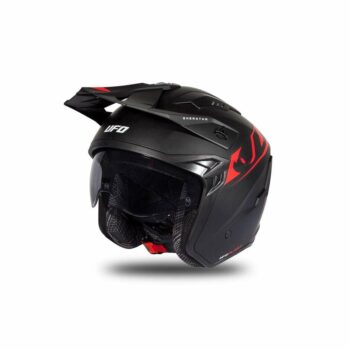 Casco Moto Jet Ufo SHERATAN Nero Rosso Opaco