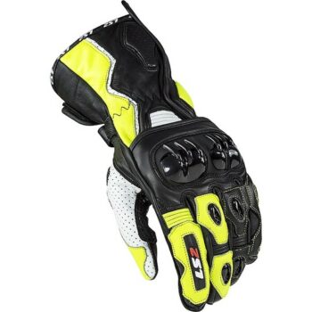 Guanti Moto In Pelle  Sportivi Ls2 SWIFT Nero Giallo Fluo