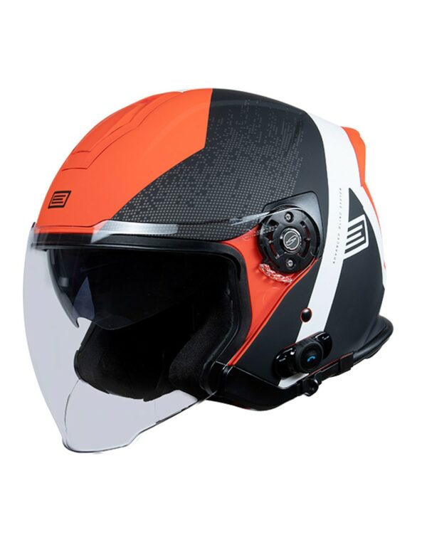 CASCO MOTO ORIGINE PALIO 2.0 + BLUETOTH HYPER BLACK FLUO RED MATT