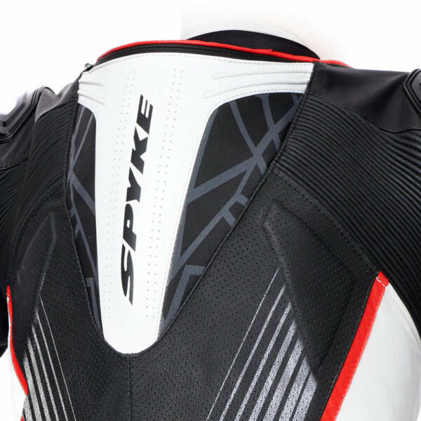 TUTA MOTO Intera In Pelle Spyke ARAGON RACE Bianco Nero Rosso Fluo