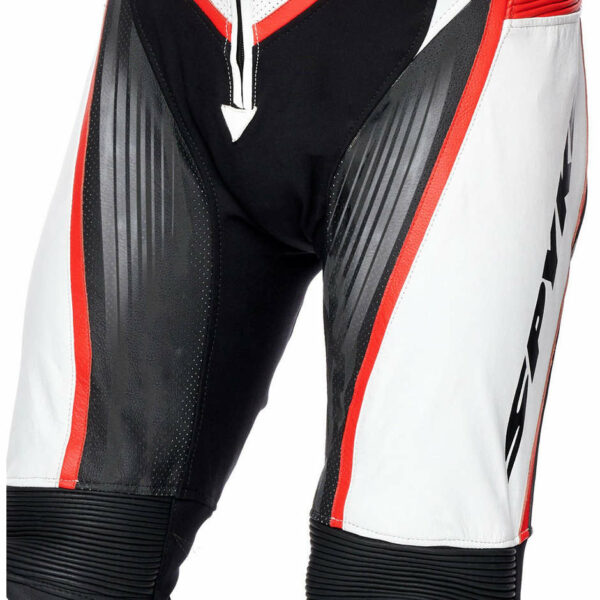 TUTA MOTO Intera In Pelle Spyke ARAGON RACE Bianco Nero Rosso Fluo