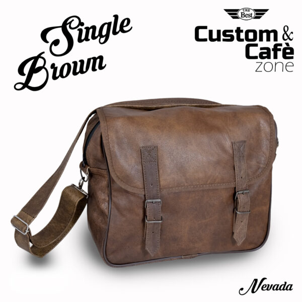 BORSA LATERALE UNIVERSALE SINGOLA “NEVADA” BROWN IN MORBIDA VERA PELLE CON TRACOLLA