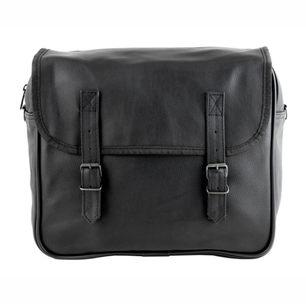 BORSA LATERALE UNIVERSALE SINGOLA “NEVADA” BLACK IN MORBIDA VERA PELLE CON TRACOLLA