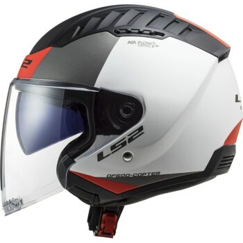Casco Moto Jet Doppia Visiera Ls2 OF600 Copter URBANE Bianco Rosso Opaco