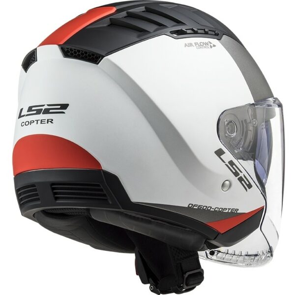 Casco Moto Jet Doppia Visiera Ls2 OF600 Copter URBANE Bianco Rosso Opaco