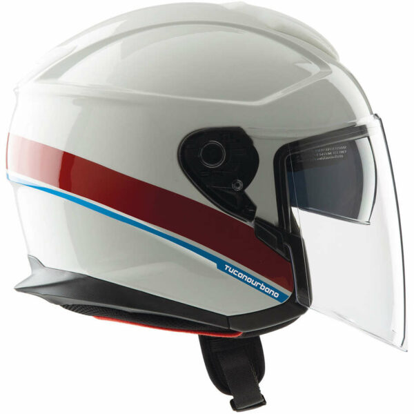 Casco Moto Jet Tucano Urbano EL MAX Bianco/Rosso/Blu Graphic-A Lucido ECE 22.06.