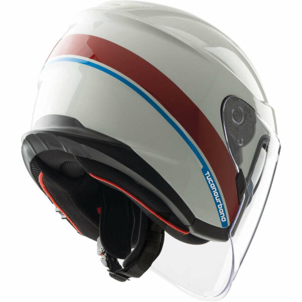 Casco Moto Jet Tucano Urbano EL MAX Bianco/Rosso/Blu Graphic-A Lucido ECE 22.06.