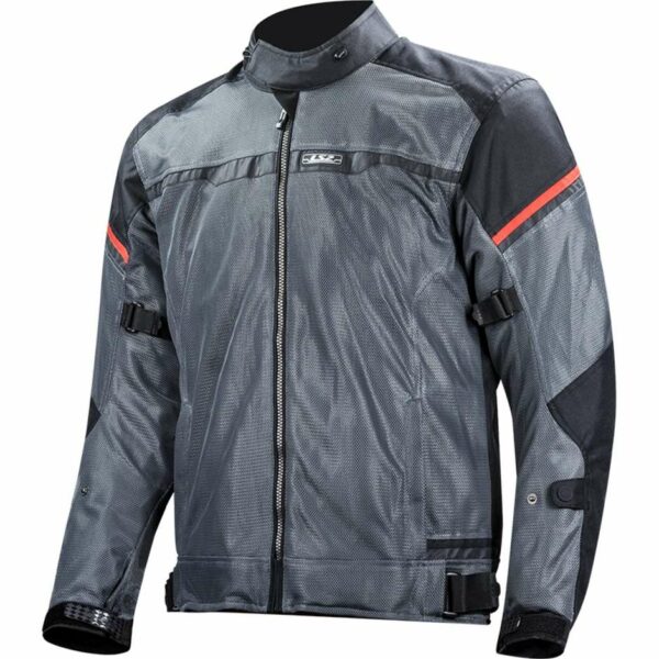 Giacca Moto Estiva Traforata con impermeabile estraibile LS2 RIVA MAN Grigio Scuro Rosso