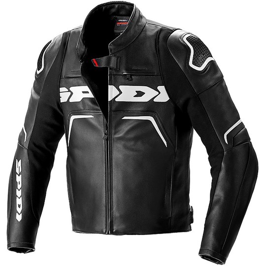 GIUBOTTO MOTO SPIDI IN PELLE SPORTIVO EVORIDER 2 NERO BIANCO