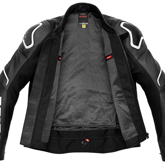 GIUBOTTO MOTO SPIDI IN PELLE SPORTIVO EVORIDER 2 NERO BIANCO