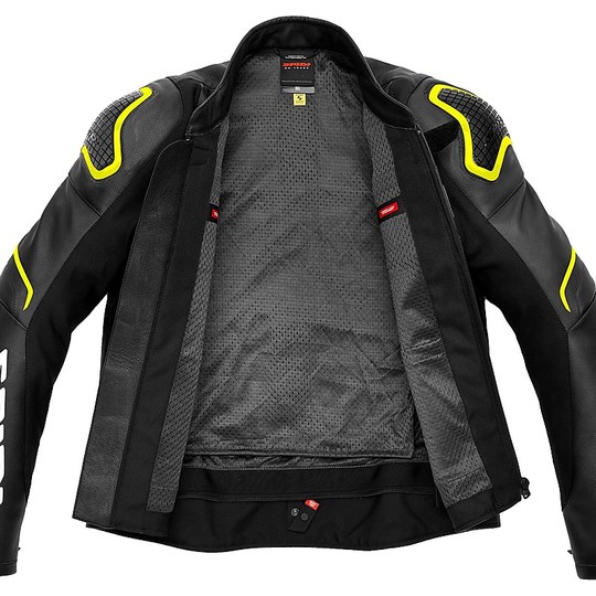 GIUBOTTO MOTO SPIDI IN PELLE SPORTIVO EVORIDER 2 NERO GIALLO