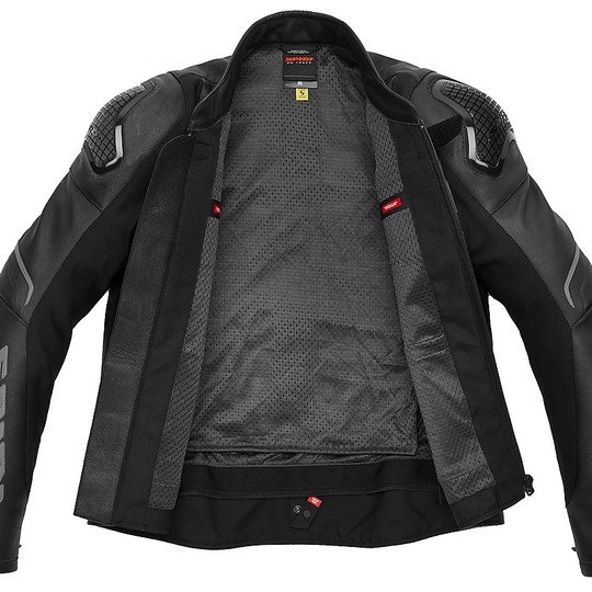 GIUBOTTO MOTO SPIDI  IN PELLE SPORTIVO EVORIDER 2 NERO